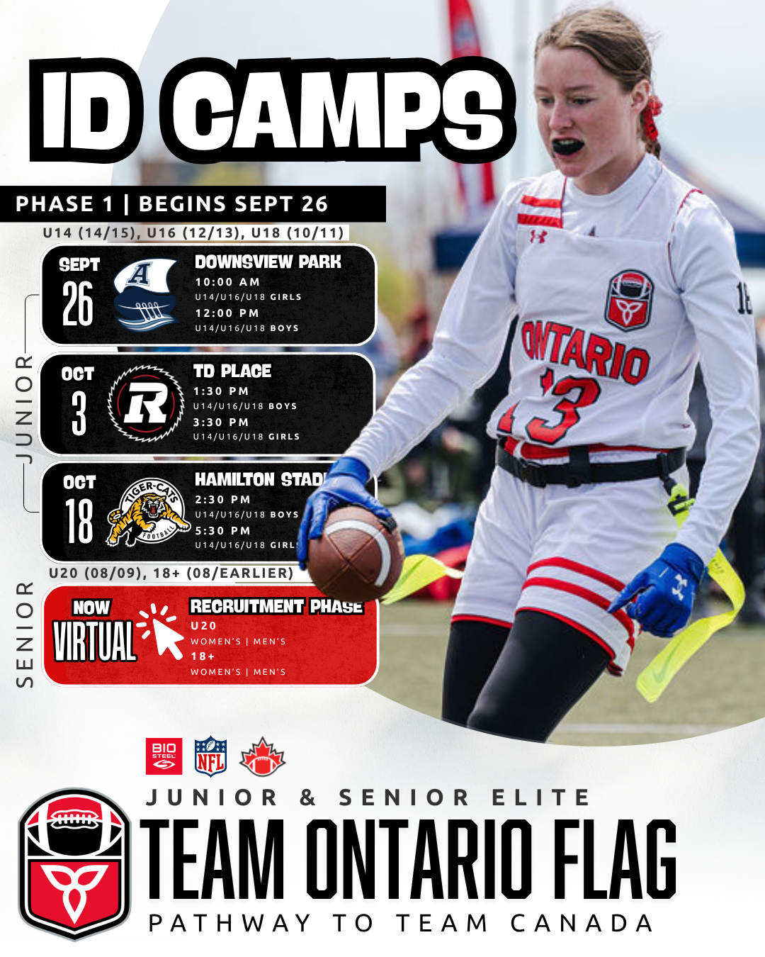 Team Ontario Flag ID camps poster